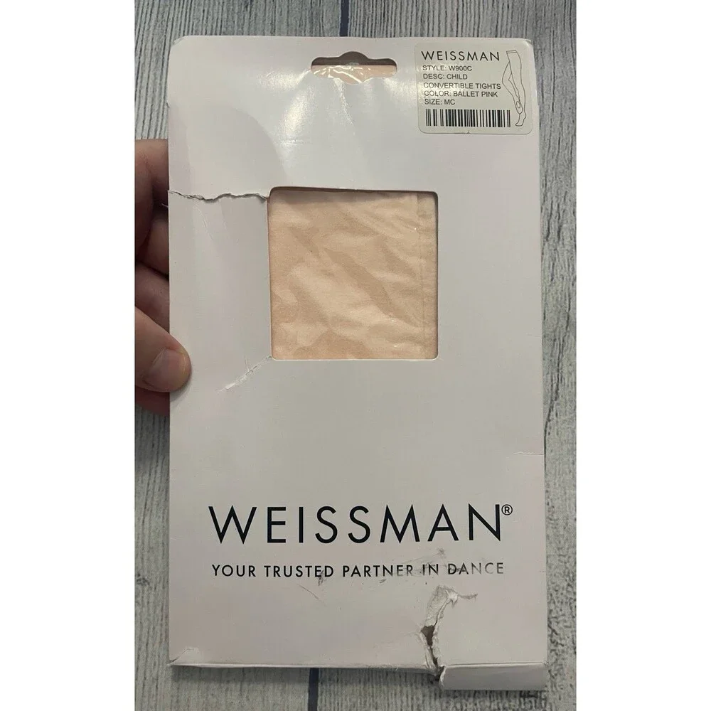 NEW! Weissman Ballet Pink Convertible Dance Tights, Size Youth MC